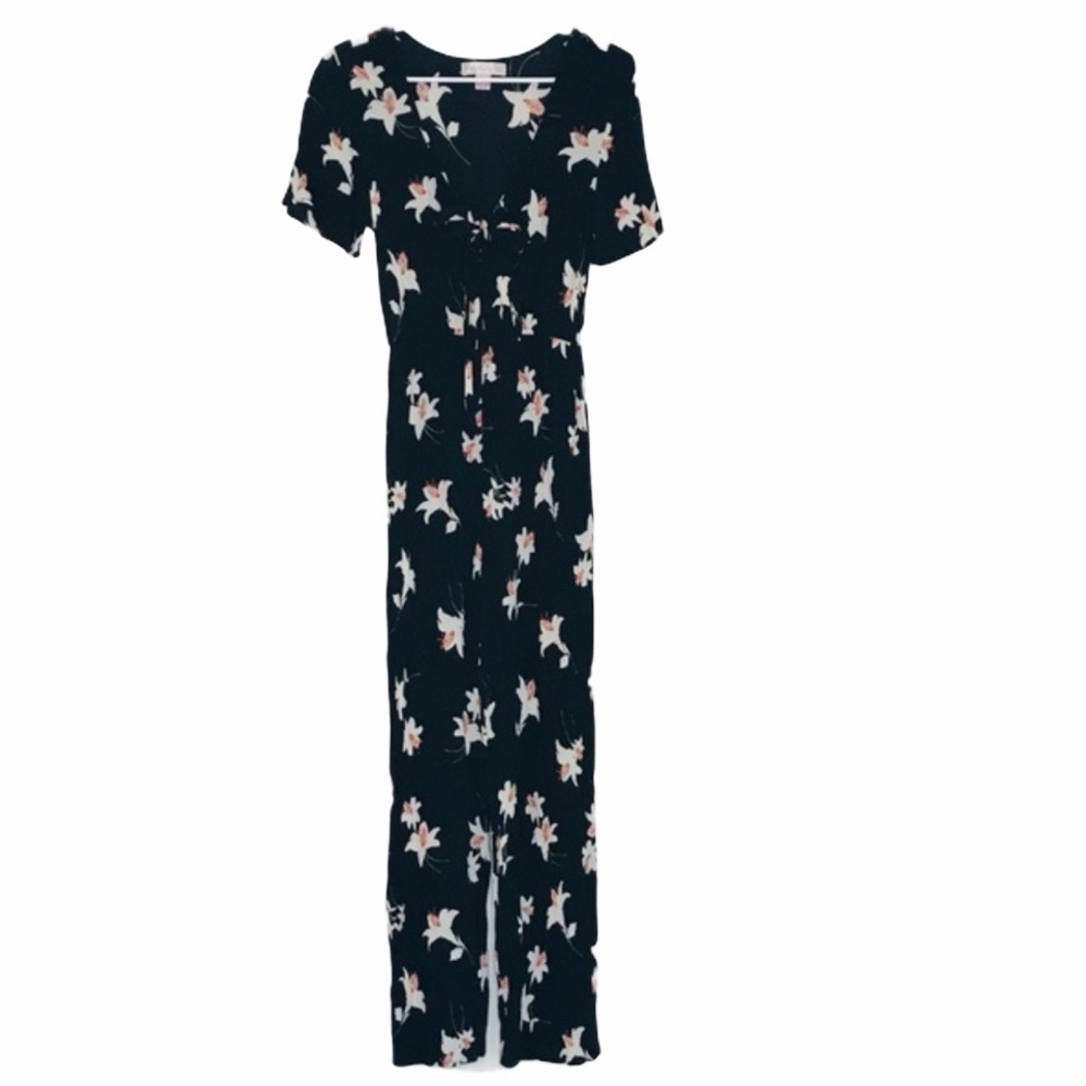BAND OF GYPSIES Floral Short Sleeve Jumpsuit Small